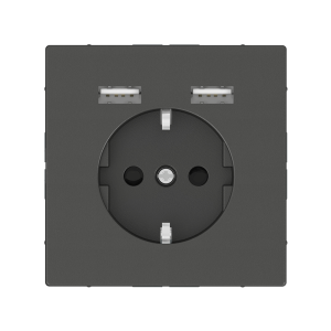 Розетка Schuko с 2 USB c зарядным устройством 2.4 A Merten D-Life Schneider Electric антрацит MTN2366-6034